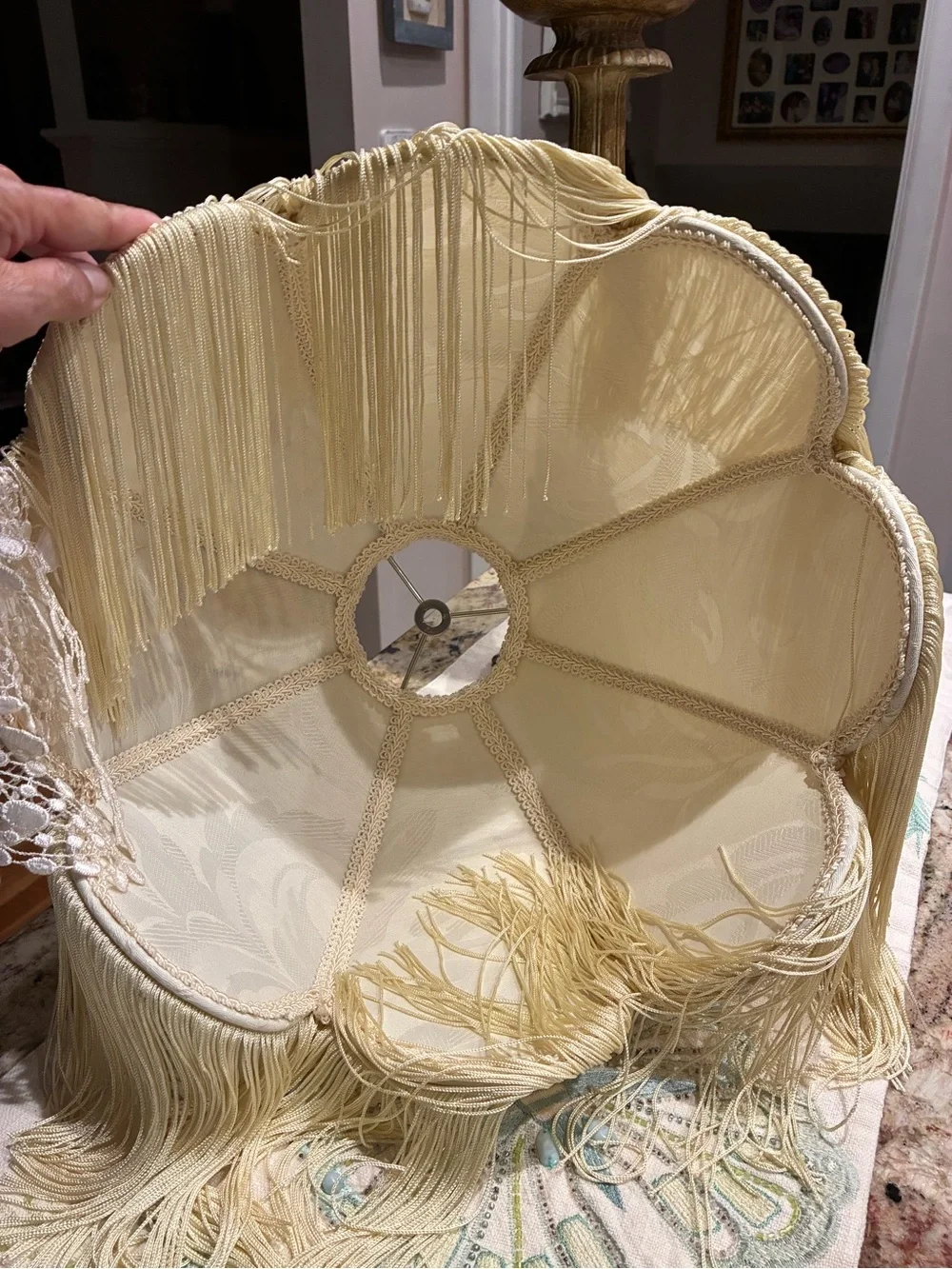 Victorian Style Lamp Shade, With fringes & Pearls
